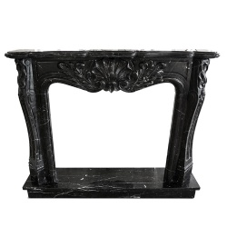 Fireplace with Decoration in Black Marble Marquinia L 150cm