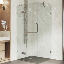 Frameless rectangular glass shower enclosures