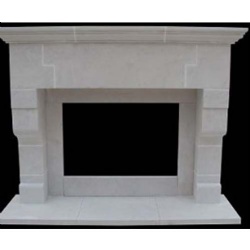 French country fire surround in off white limestone