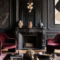 French style brown marble fireplace mantel