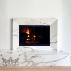 Geometry shape marble surround to frame the firebox