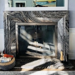 Gorgeous family room fireplace custom mantel and hearth