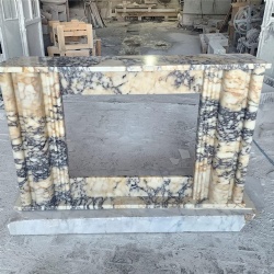 Hand Carved Calacatta Viola Marble Fireplace Mantel