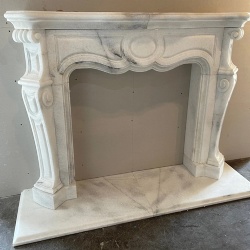 Hand Carved Honed Natural Marble Guangxi White Fireplace Mantel