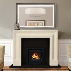Hand carved victorian bolection style limestone fire surround