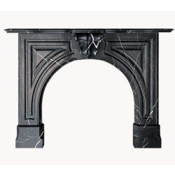 Historical marble fireplace mantel reproduction in marble Nero Marquina