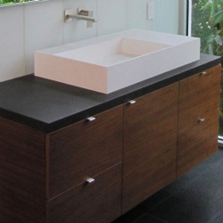 Honed basalt black cut to size bathroom vanity top