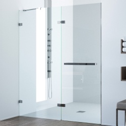 Horizontal adjustable frameless hinged inline glass shower door