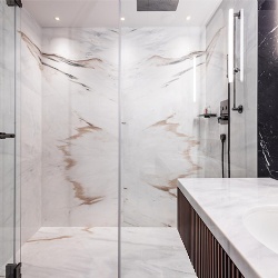 Hospitality Stone Shower Panels for Hotel Bathroom Renovation