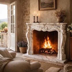 Italian French Style Marble Fireplace Mantel