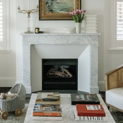 Italian White Carrara fireplace surround Elizabeth Bay Apartment