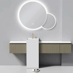 Italian minimalist bathroom vanity unit with fluted front door