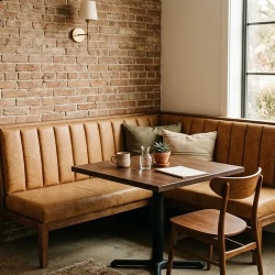 L shape restaurant booth for cafe interior design