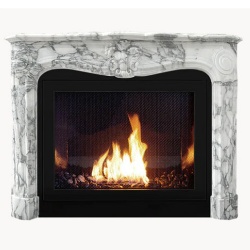 Louis XV French style mantelpiece in Italian Abrabescato marble