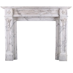 Louis XVI Antique Regency Fireplace Mantel in Arabescato Marble