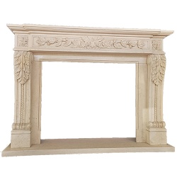 Louis XVI Cream Marble Fireplace Mantel