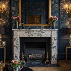 Luxurious Calacatta Viola Marble Fireplace