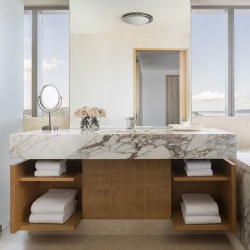 Marble Bathroom Vanity with Apron Sink
