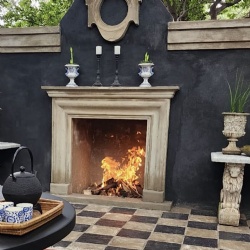 Marble Fireplace Mantel for Hotel Courtyard