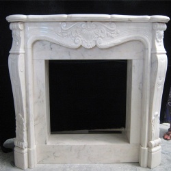 Marble bianco statuario fireplace mantel with inside facing and return