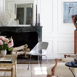 Marble fireplace mantel for a cozy interior space