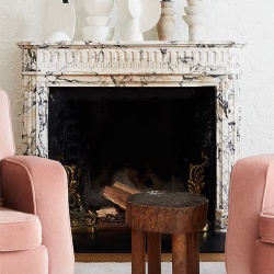 Marble fireplace with detailed carving
