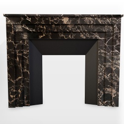 Metropolis Art Deco Spirit Portoro Marble Fireplace Mantel