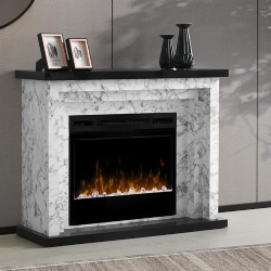 Modern Carrara marble fireplace mantel for living room and den design