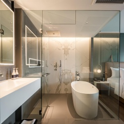 Modern Hotel Bathroom Glass Divider Shower Partition