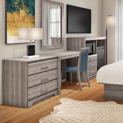 NSW 3 drawers micro and fridge combo cabinet with decorative front kick plate