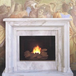 Natural stone fireplace mantel in marble palissandro