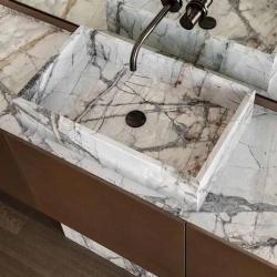 Natural stone marble lavatory countertop and basin