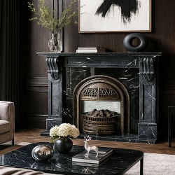 Nero Marquina Marble Fireplace Mantel