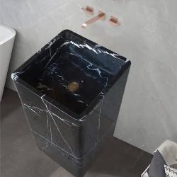 Nero Marquina pedestal bath vanity and basin