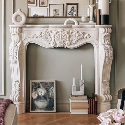 Parisian Inspired White Marble Fireplace Mantels