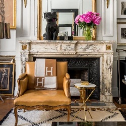 Parisian apartment with Louis XVI style marble fireplace mantel