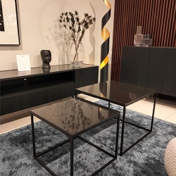 Polished Black Galaxy Granite Furniture Surface