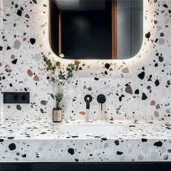 Polished Terrazzo Bathroom Vanity Top with Backsplash