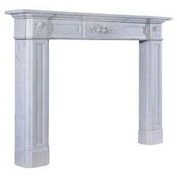 Regency Style Floral Carved Solid Marble Fireplace