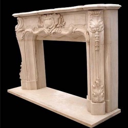 Richly carved rococo marble fireplace surround with serpentine frieze