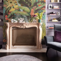 Rose marble fireplace mantel for home renovation