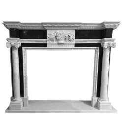 Sculpted fireplace Carrara Black Marble Fireplace Mantel Marble Design L150cm