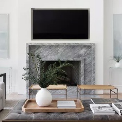 Simple style marble fireplace frame and surround
