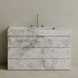 Single Sink Freestanding Handcrafted Marble Vanity with Drawers