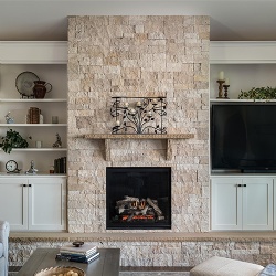 Stacked Travertine Fireplace Veneer