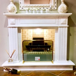 Stone Fireplace Cornice by Crystal White Marble