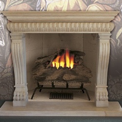 Style antique fireplace mantel in marble thala beige
