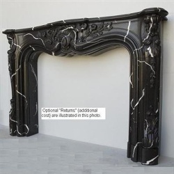 The Orleans Louis XV Nero Marquina Marble Fireplace Mantel
