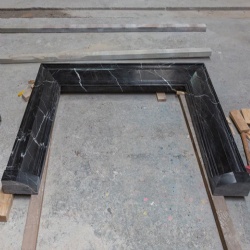 Toros Black Marble Hand-carved Fireplace Mantel Polished