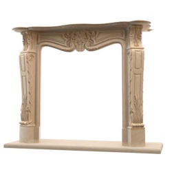 Troia Light Travertine Traditional Hand-carved Fireplace Surround